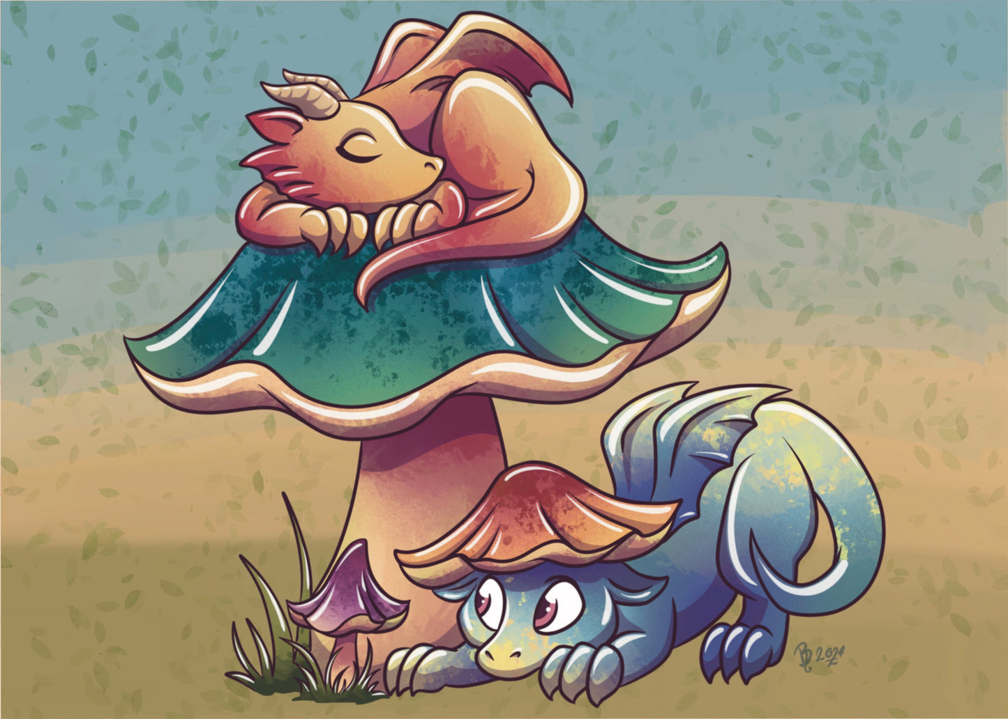 Baby Mushroom Dragons - PRINT