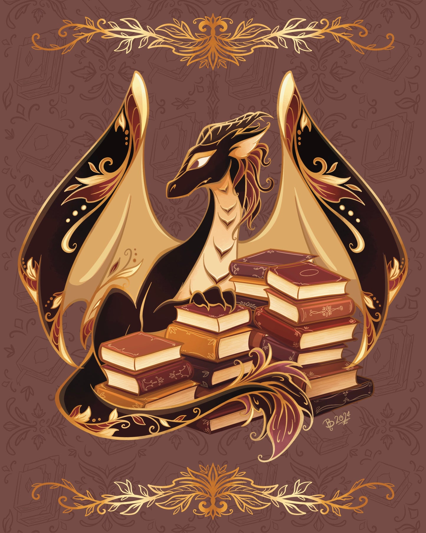 Book Hoarding Dragon - PRINT