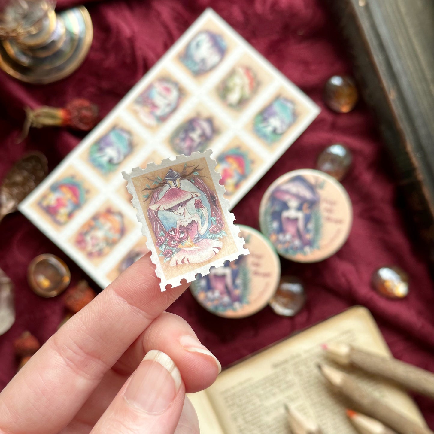 Fungi Folk Stamps 1 - WASHI TAPE