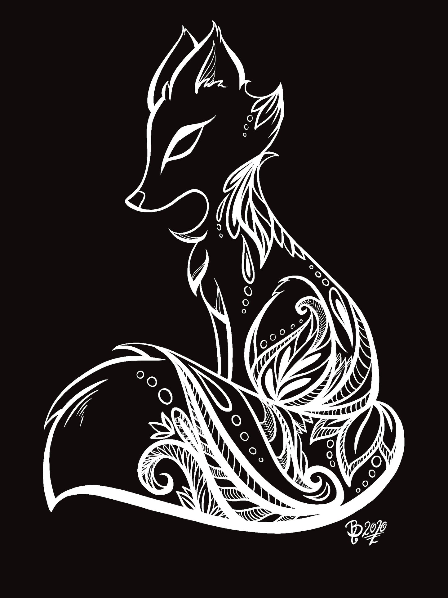 Black and White Fox - PRINT