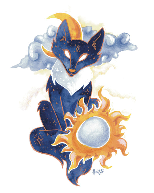 Sun and Moon Fox - PRINT