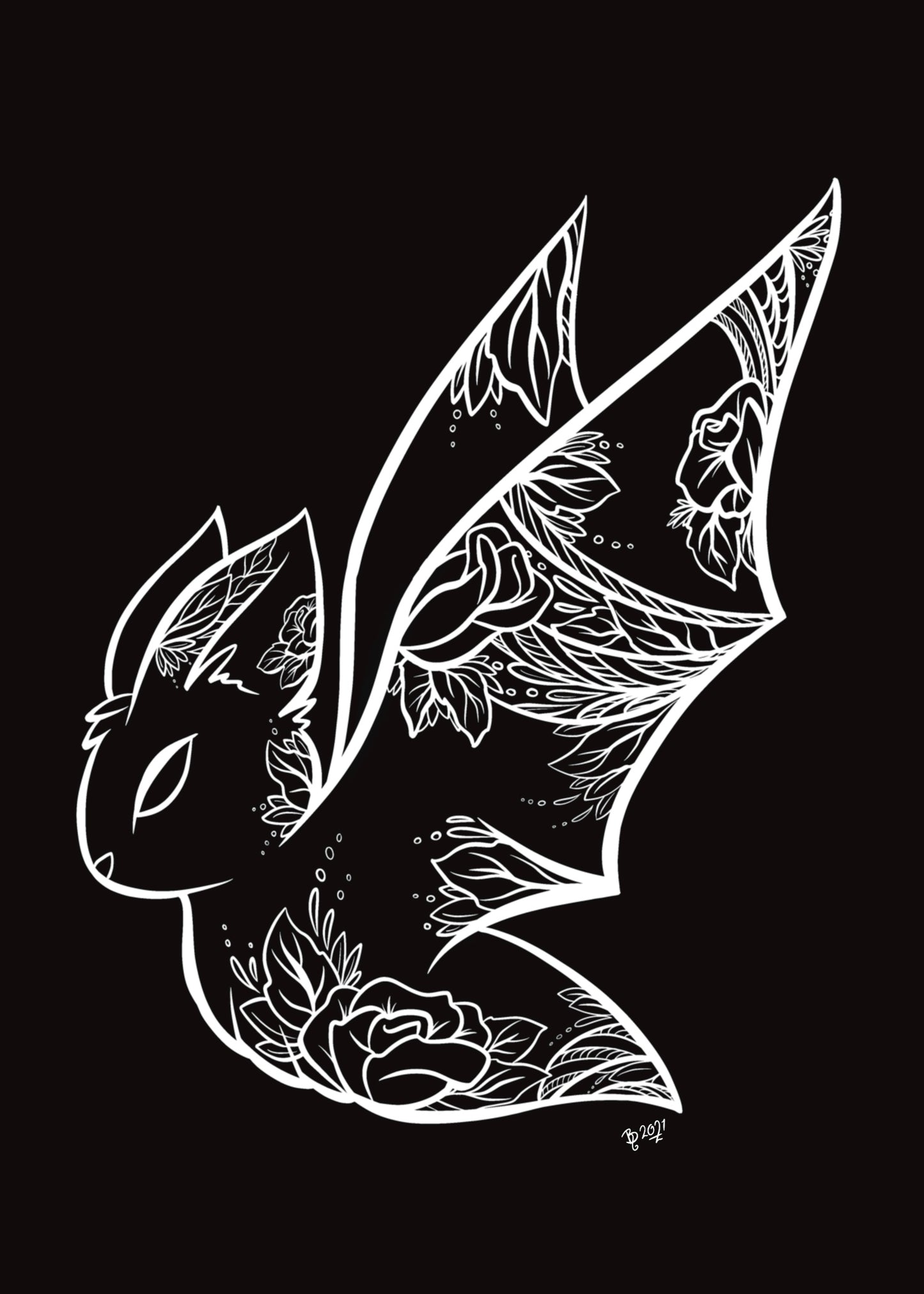 Black and White Bat - PRINT