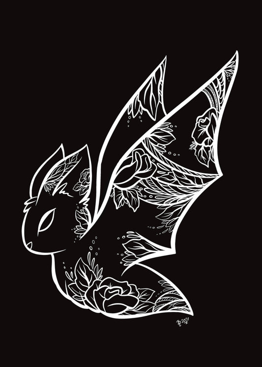Black and White Bat - PRINT