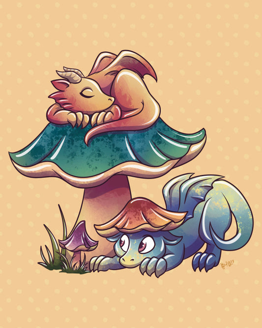 Baby Mushroom Dragons - PRINT
